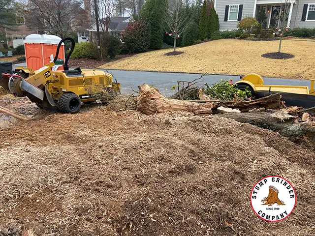 Stump mulch driveway project